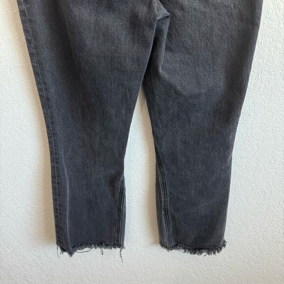 Abercrombie & Fitch Ultra High Rise Frayed Kick Flare Denim Jean Washed Black 25 - Picture 9 of 10